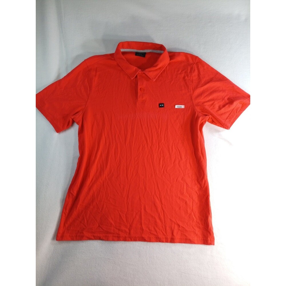 Oakley Polo Shirt Mens Large Orange Athletic Golf Short Sleeve Performance ,(P)